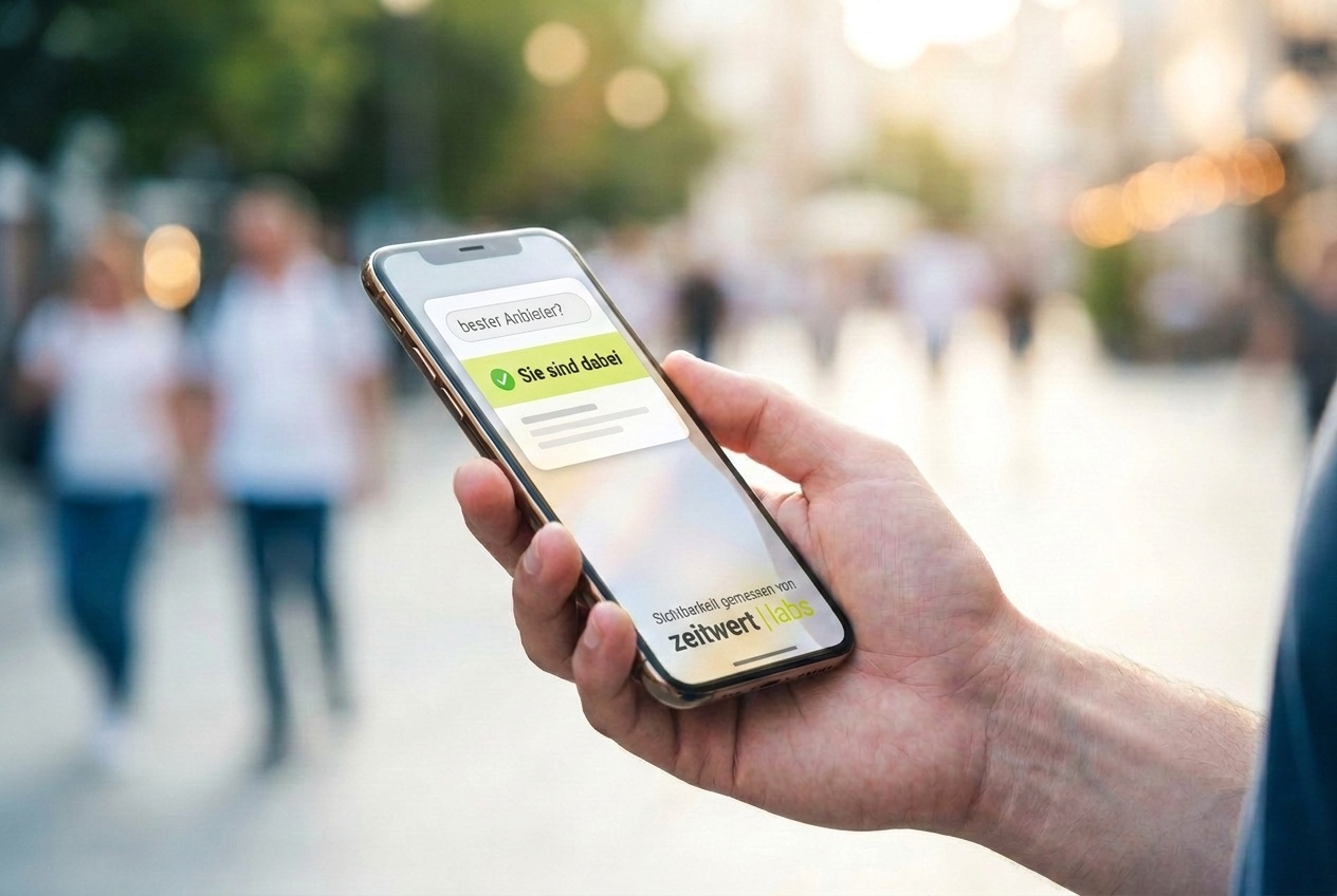 Smartphone in der Hand: KI-Suche zeigt „Sie sind dabei“